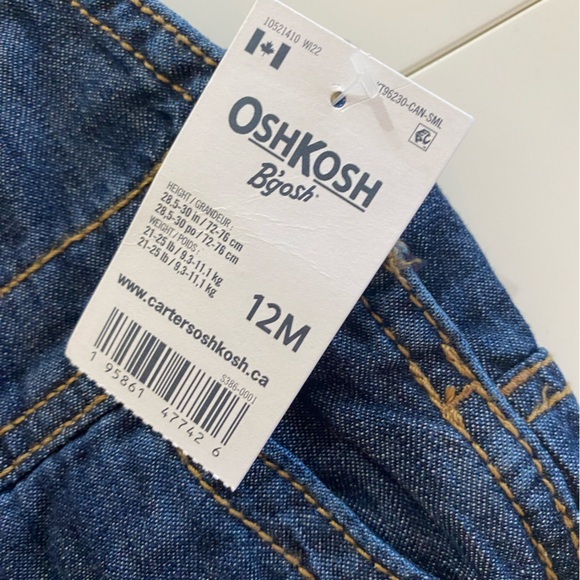 OshKosh  Baby Buffalo Plaid-Lined Overalls 12M - Picture 5 of 6